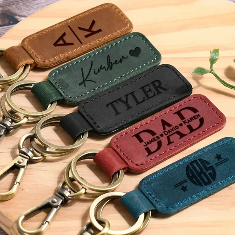 Women Accessories Logo - Laser aangepast logo lederen sleutelhanger graveren