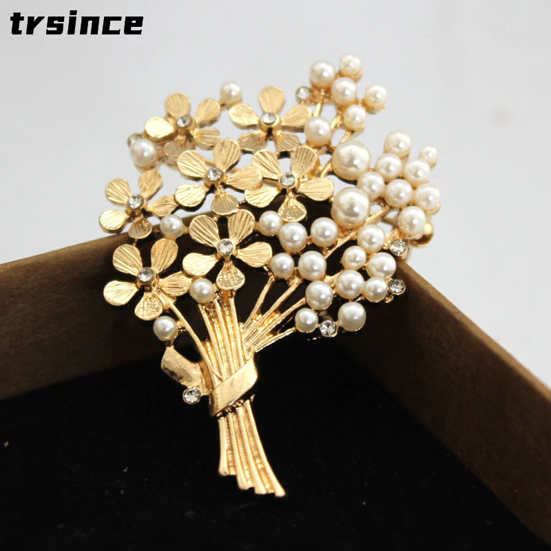 Women Accessories Bouquet - Dames Delicate Boeket Parel Broche Leuke