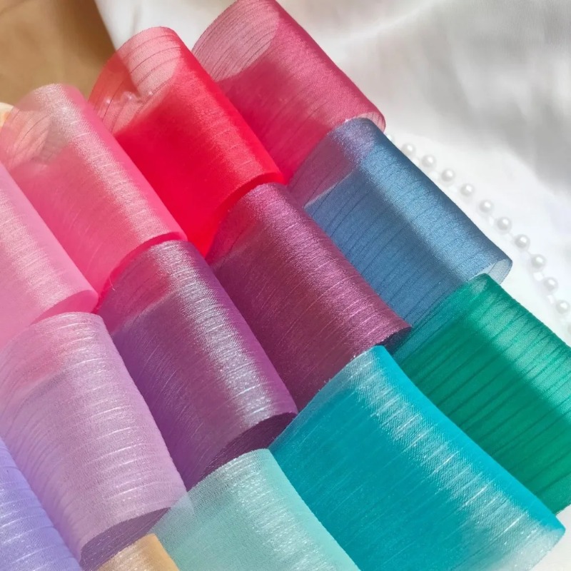 Women Accessories Bouquet - 5M Geplooid Chiffon Lint 6cm Breed
